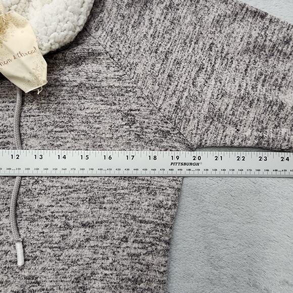 NEW Hem & Thread Sweater Womens M Gray Sherpa Lined Funnel Neck Lightweight - Picture 8 of 10